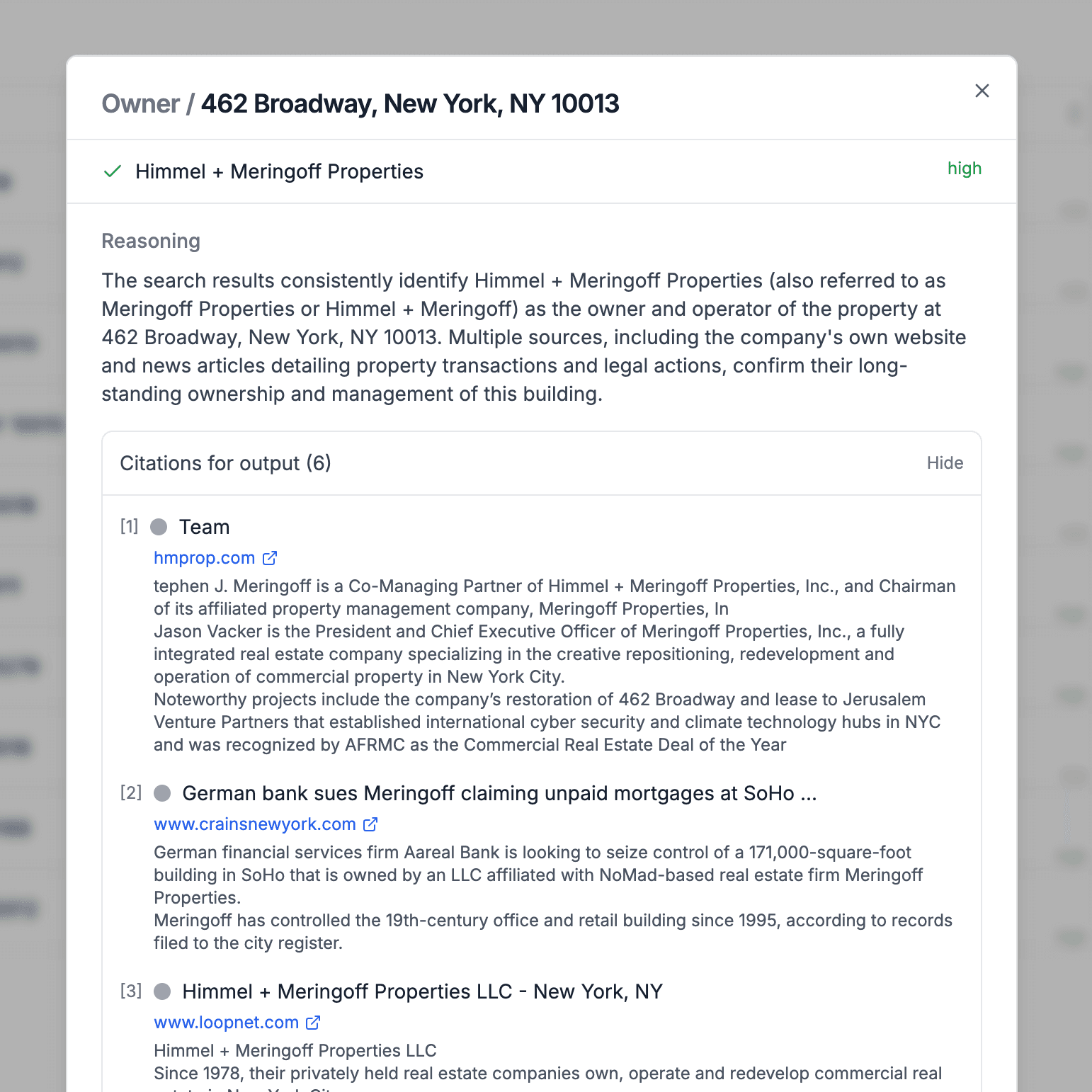ClawBroker citations view showing data sources